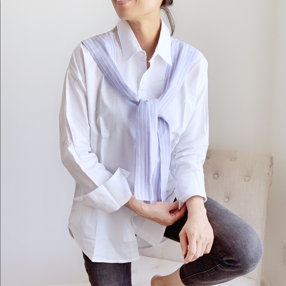 COASTAL BUTTON DOWN SHIRT WITH POPLIN FAUX SWEATER SHIRT